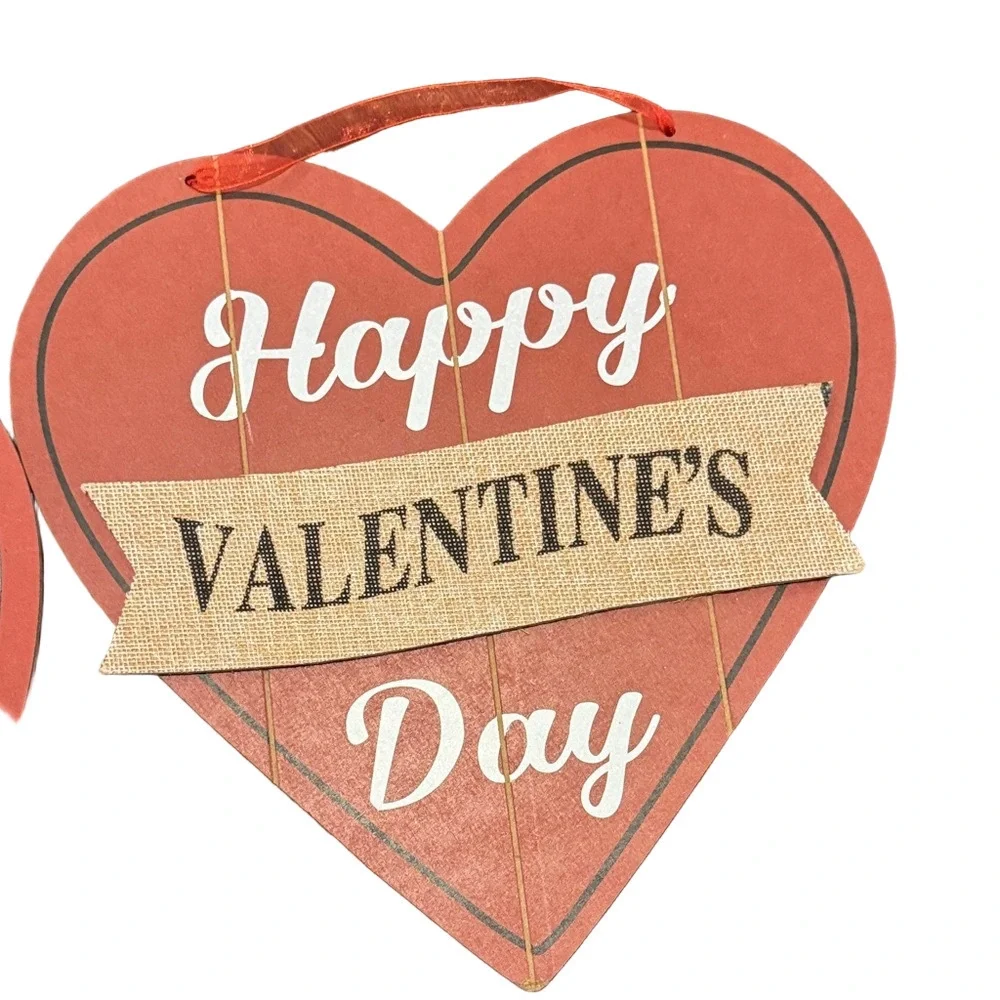 Set of Two Rustic Red Valentine's Day Heart Wall Decor